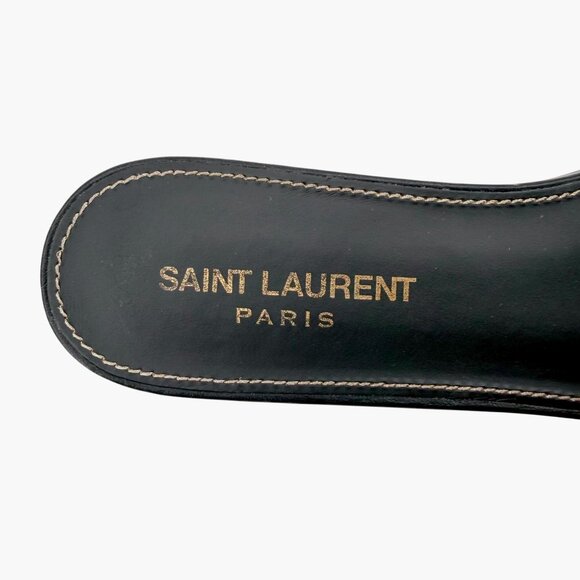 Saint Laurent Tribute Black Braided Leather Flat Slide Sandals Size 38.5 US 8.5 - Picture 14 of 15